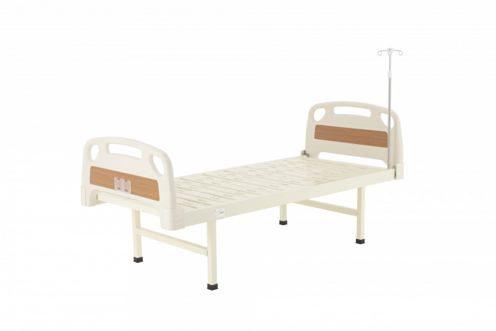 Кровать для лежачих больных механическая MED-MOS Е-18 (ABS, 1 секция, матрас, без колес, уголки)