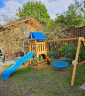 Детская площадка KD1-2 с голубой горкой и крышей, 1 голубые качели гнездо 80см